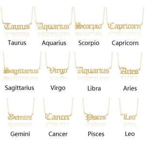 Zodiac Name Gold Plated Pendants