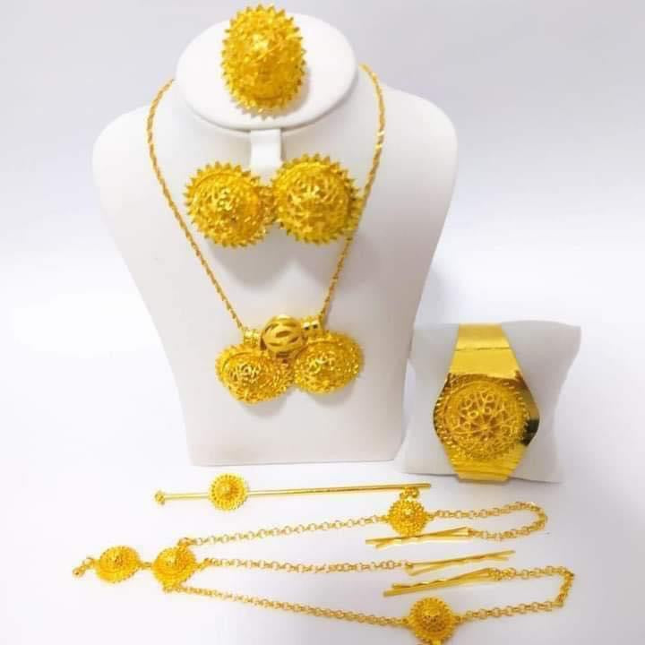 Ethiopian 18K Gold Plated Habesha Jewelry Set