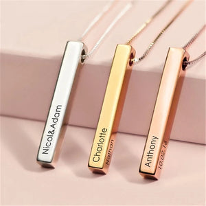 Personalized Name Bar Pendants Necklace